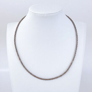 Vintage Italy Sterling Silver 925 2.3mm Twisted Chain Necklace 17"